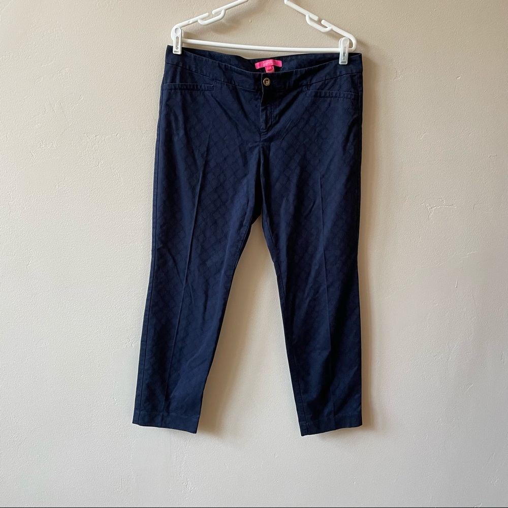 LILLY PULITZER NAVY TROUSER PANT ANKLE LENGTH 14